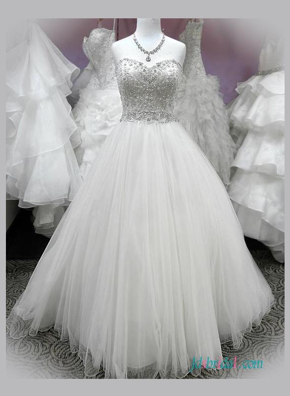 Wedding - Stunning beaded embroidery sweetheart neck princess wedding dress