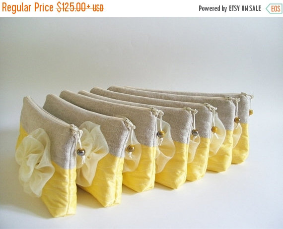 Mariage - SALE 20% OFF Wedding Clutches, Set of 5, Hawaii Bridal Clutch, Bright Yellow Purse, Bridesmaids Bags