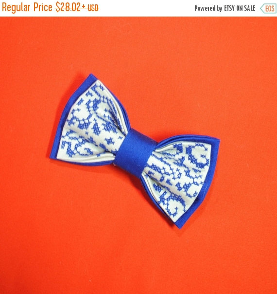 Hochzeit - Black Friday SALE 15%OFF cobalt blue bow tie wedding bowtie embroidered bow ties by Accessories482 groom necktie electric blue mens gift gro
