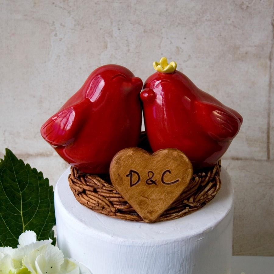 زفاف - Red Love Bird Wedding Cake Topper