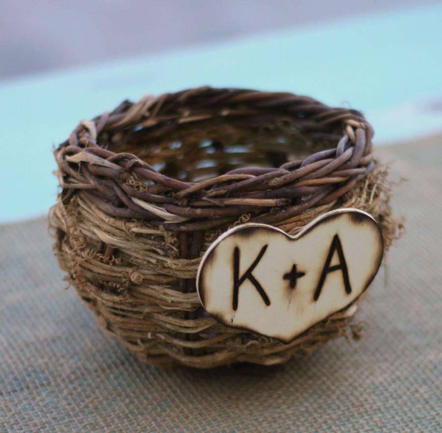 Wedding - Love Birds Bird Nest Basket Personalized (item B10549)
