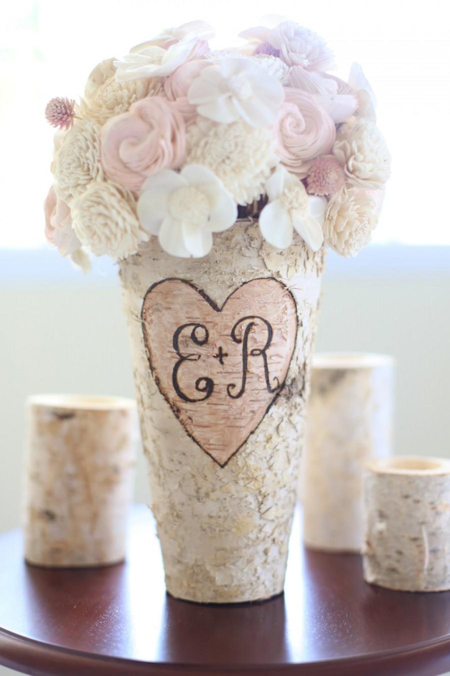 Wedding - Personalized Birch Vase Rustic Custom Wedding Bridal Shower Christmas Gift Wedding Party Bridesmaids (NVMHDA1129)
