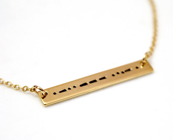 Wedding - Morse Code Necklace, Morse Code Love, Morse Code Jewelry. Silver Bar Necklace, Love Necklace, Bridesmaid Gift, Christmas Gift