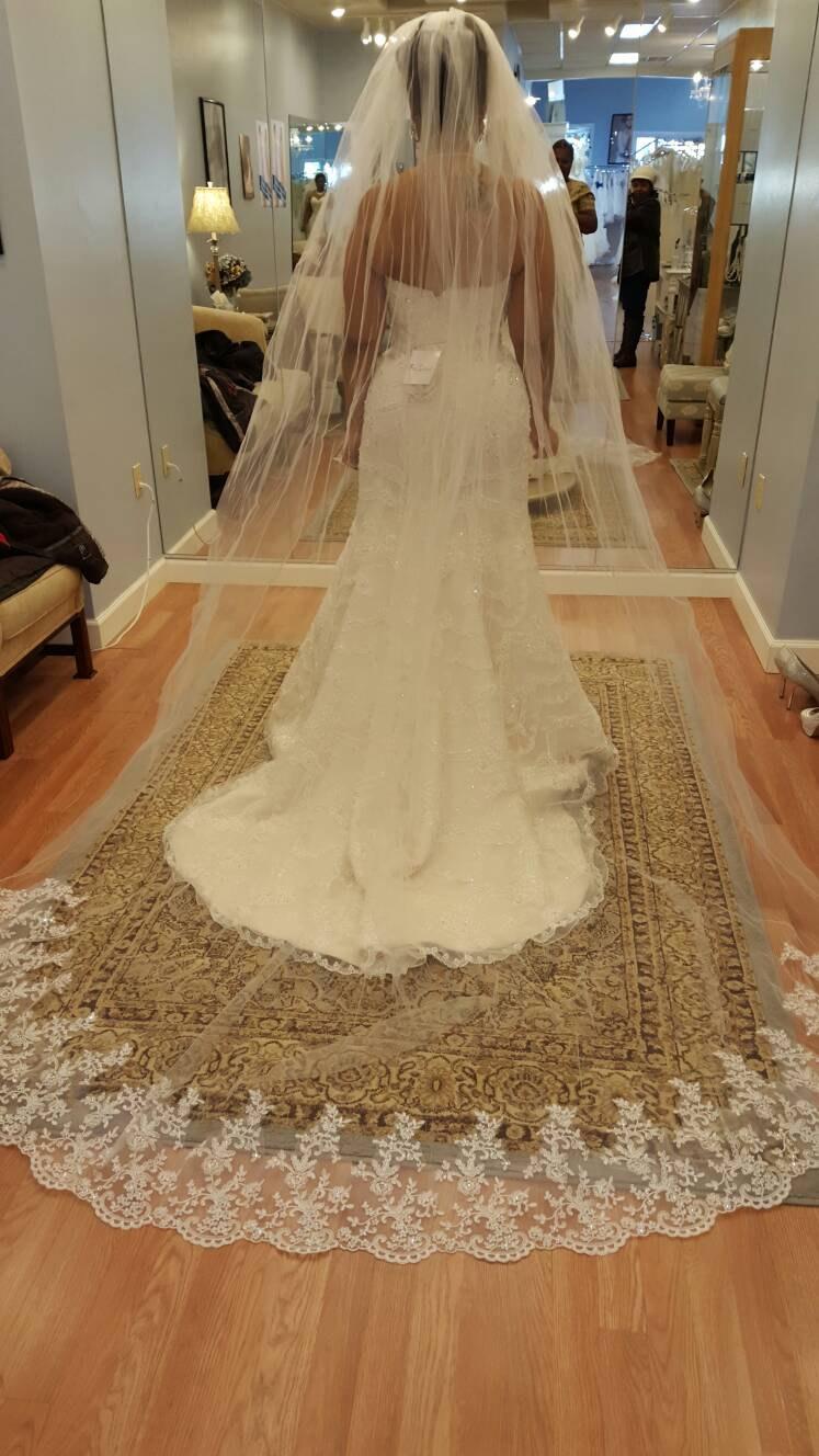 زفاف - Cathedral Veil with beautiful lace detail White or light ivory or champagne  Ivory