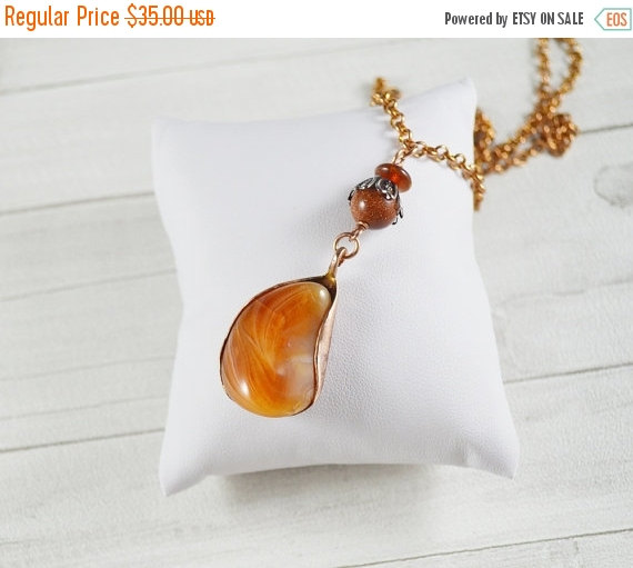 Wedding - CHRISTMAS SALE Agate stone, copper necklace, long necklace, bead desert sand, copper necklace, orange necklace, long necklace boho necklace,