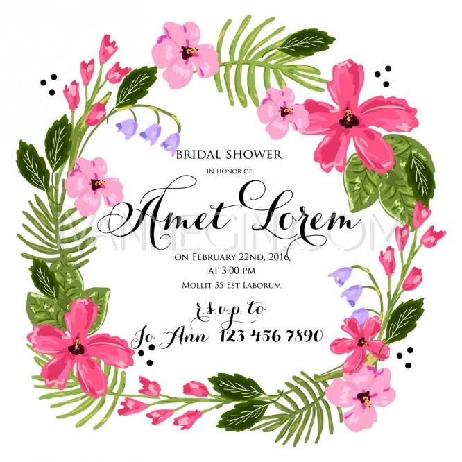 Hochzeit - Wedding invitation rounded with flowers - Unique vector illustrations, christmas cards, wedding invitations, images and photos by Ivan Negin