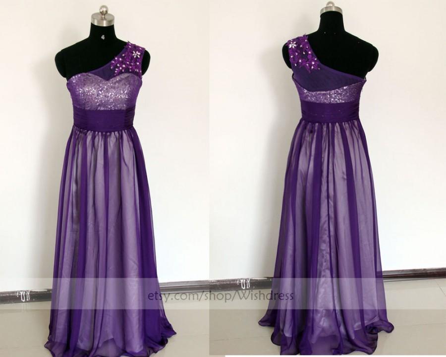 Wedding - Applique One-shoulder Purple Long Prom Dress/ Formal Dress/ Homecoming Dress/ Evening Dress by wishdress