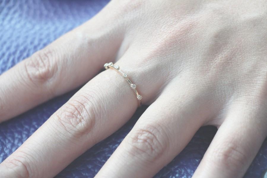 زفاف - Engagement Ring, Dainty Diamond Ring, Minimalist Ring, Stack Ring, 14k Gold Ring, Thin Gold Ring