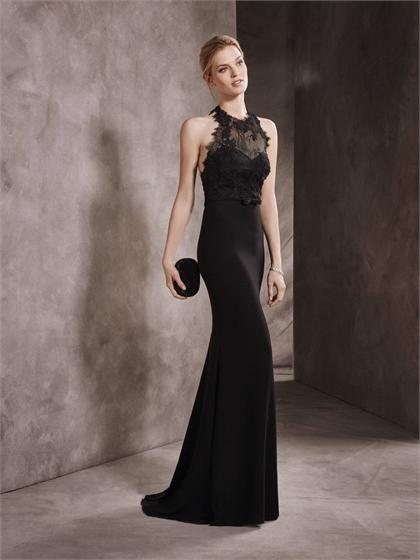 زفاف - Black Halter Sweetheart Lace Appliques with Empire Satin Belt Prom Dress PD3343