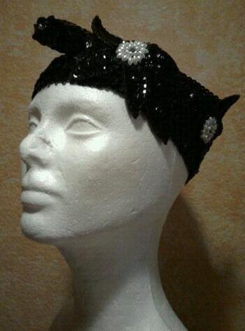 Mariage - Black Sequined And Faux Pearl Headpiece (Available in Other Colors)