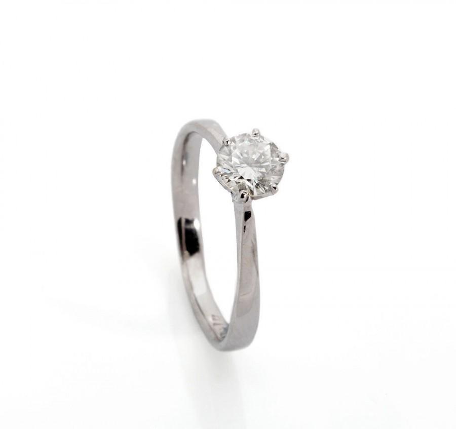 زفاف - 0.20 carat Diamond Engagement Ring, Solitaire 14K White Gold Ring, Women Jewelry, Unique Ring, Size 7 Custom