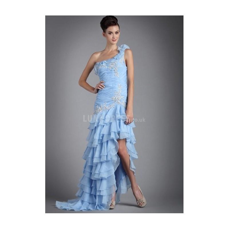 Hochzeit - Elegant High Low One Shoulder Asymmetric Waist Chiffon Sleeveless A line Prom Dress - Compelling Wedding Dresses