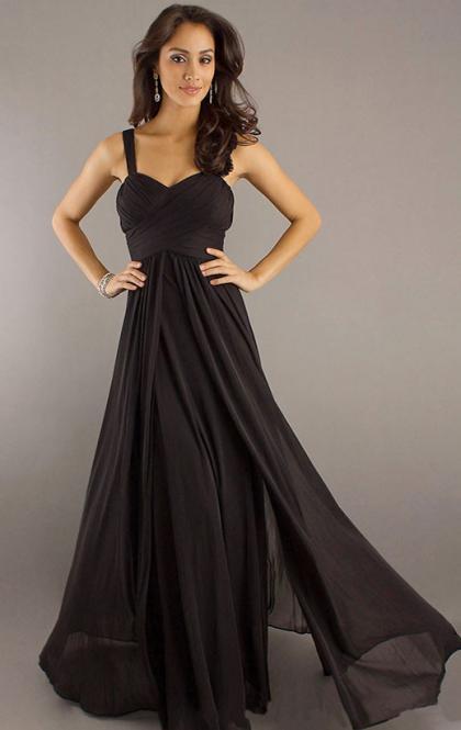 Mariage - PRETTY LONG BLACK TAILOR MADE EVENING PROM DRESS (LFNAE0029)
