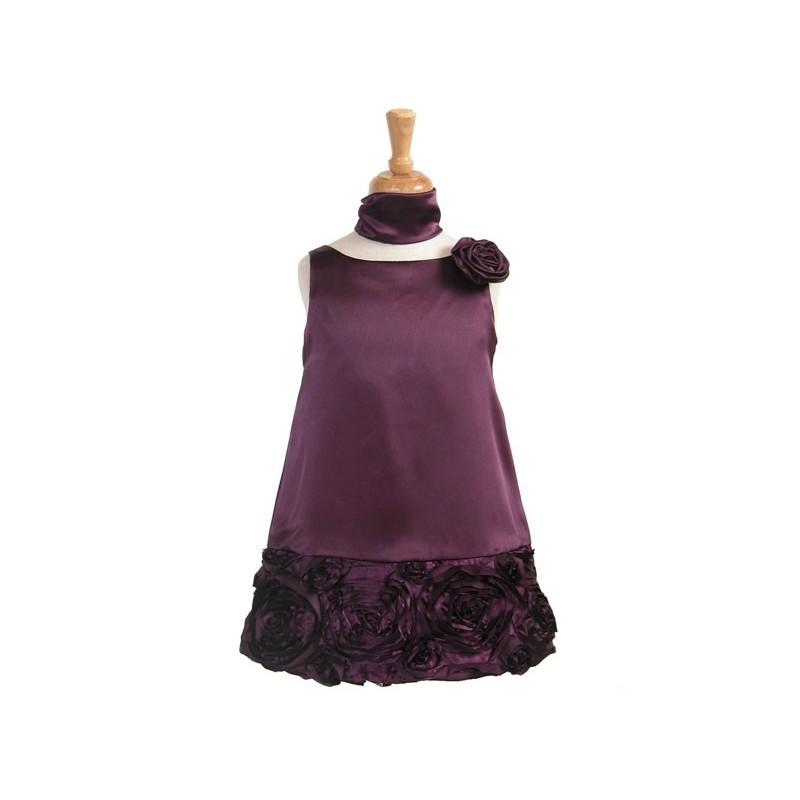 Свадьба - Plum Charmeuse w/Ribbon Embroidered Bottom and Pinned Flower Style: D3810 - Charming Wedding Party Dresses