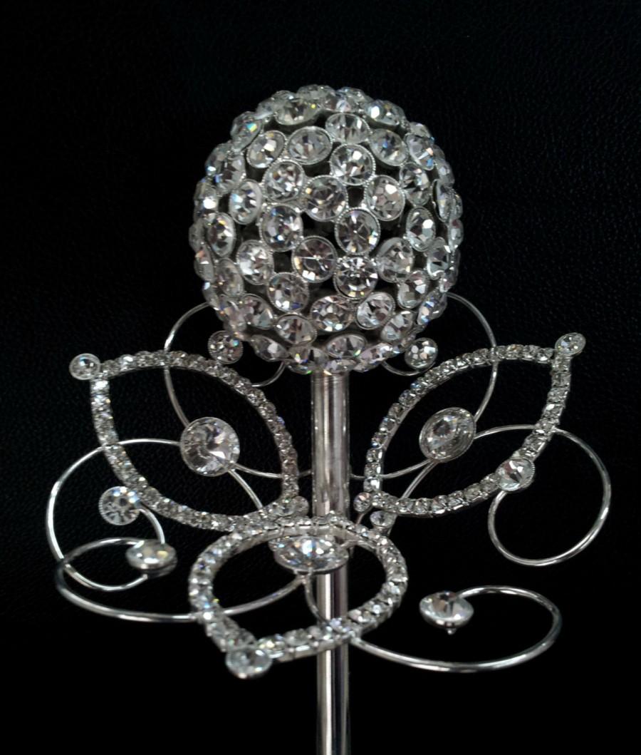 زفاف - Unique handmade ball with leafs crystal Scepter brooch bouquet ,wedding bouquet Scepter crystal ,crystal bouquet ,bouquet jewelry