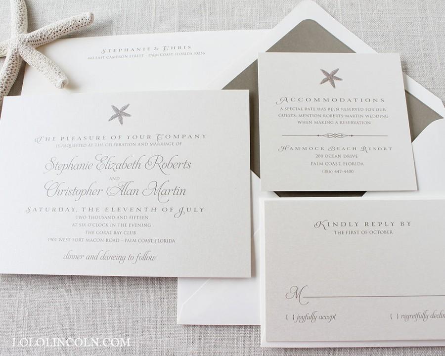 Mariage - Starfish Wedding Invitations, Beach Wedding Invitations, Destination Wedding Invitations, Simple Starfish Invitations