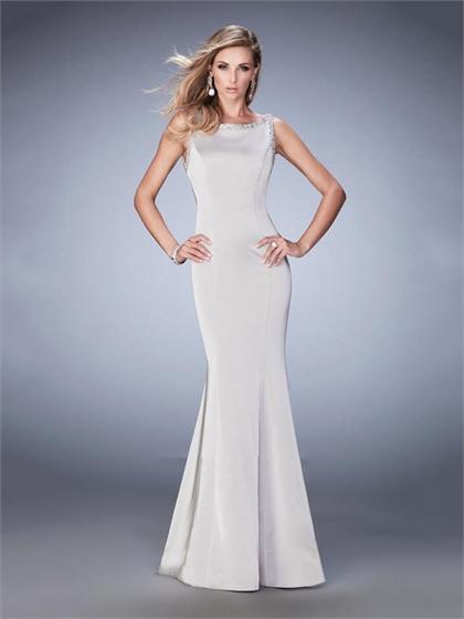 Mariage - Backless Beaded Neckline and Straps Sweep Train Prom Dress PD3322