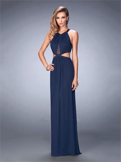 Mariage - Classic Bodice Features a Sheer Center Section Open Back Chiffon Prom Dress PD3313