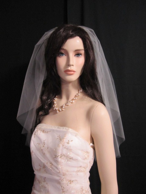 زفاف - 30 inch single tier, plain simple, elegant, classic waist length bridal veil, wedding veil- white, diamond white, light ivory or ivory