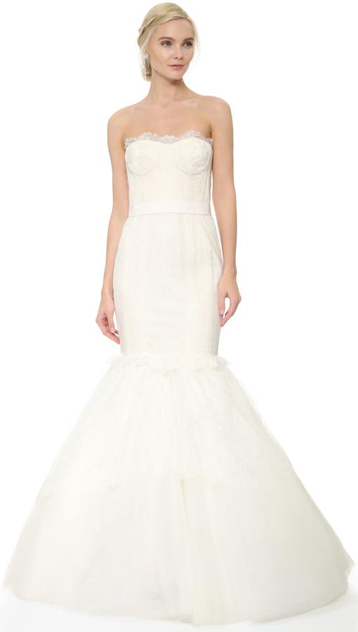 Wedding - Marchesa Lace Corset Mermaid Gown with Lace Tulle Skirt