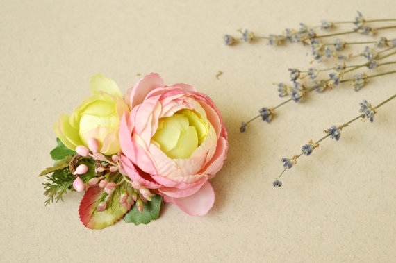 Hochzeit - Bridal hair flower, Pink floral hairpiece, Spring wedding headpiece, Wedding hair flower, Wedding headpiece, Prom clip, Bridal hair comb
