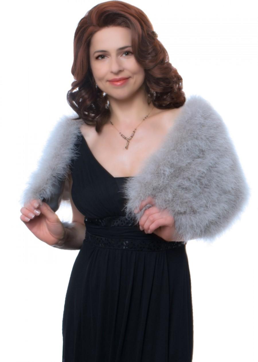 Wedding - Silver Grey Marabou Wrap with Detachable Scarves (4 colors available)