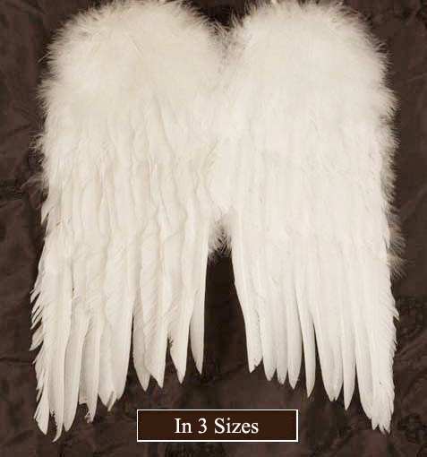 Wedding - White Feather Angel Wings ~ 4 sizes  ~ Perfect for Wedding Flower Girl, Fairy Wings, Costume, Christmas.  Child & Adult Size Available