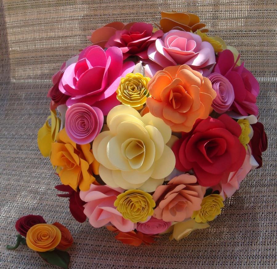Wedding - Customize your own Paper Flower  Wedding Bouquet  Rehearsal bouquet Toss Bouquet Handmade Paper Flower  Custom  Orders  Welcome