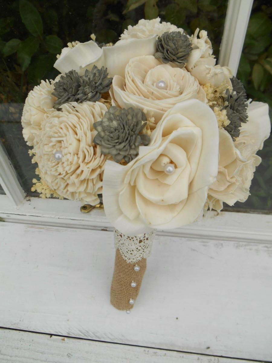 زفاف - Sola Bouquet, Bouquet, Bridesmaid Bouquet, Bridal bouquet, wedding bouquet, rustic wedding, cream, gray