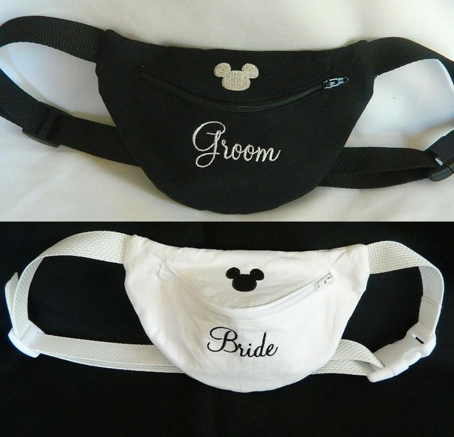 Wedding - Embroidered Disney Mickey Fanny Packs - Money Belts - Bride and Groom - Mr and Mrs - Weddings - Monogrammed