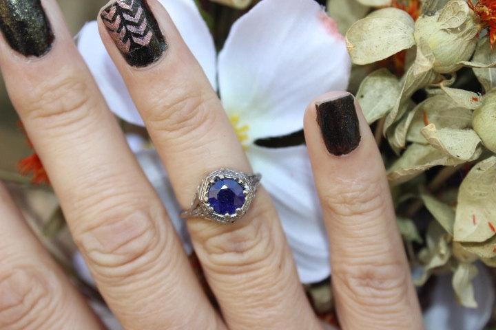 Wedding - Christmas For Her,Blue Sapphire Ring,Vintage 14K 3 cts Blue Sapphire Ring,Anniversary,Sapphire Ring,Cyber Monday Sale
