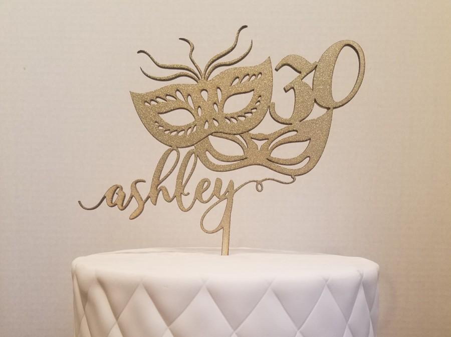 Mariage - Masquerade Mask Cake Topper - Customize with name and age