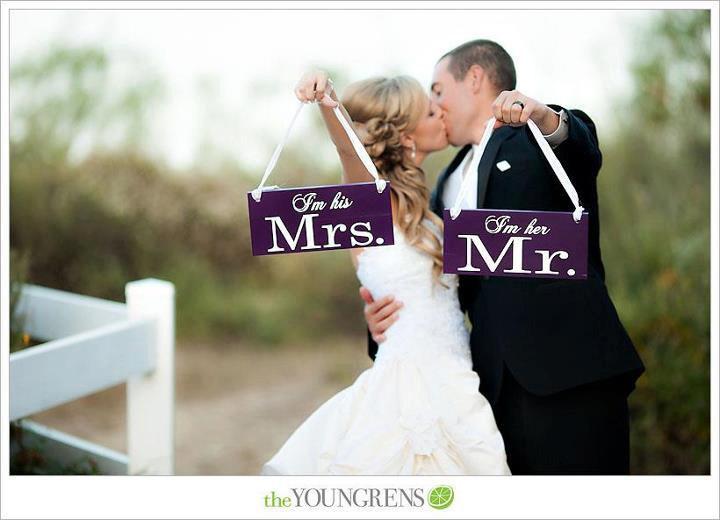 Mariage - Wedding Chair Signs, I'm her Mr. & I'm his Mrs. and/or Just and Married. 6 X 12 inches.  Photo Props, Reception Chair Signs, Decoration.