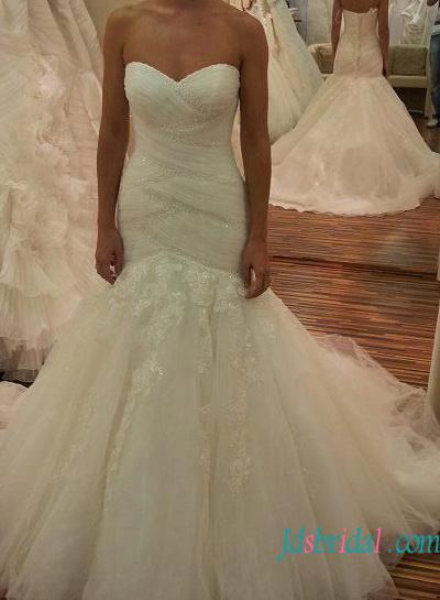 زفاف - Sexy sweetheart neck mermaid tulle fashionable wedding dress