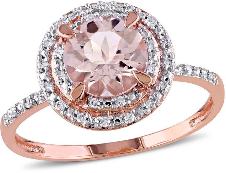 Hochzeit - MODERN BRIDE Womens Pink Morganite 10K Gold Engagement Ring
