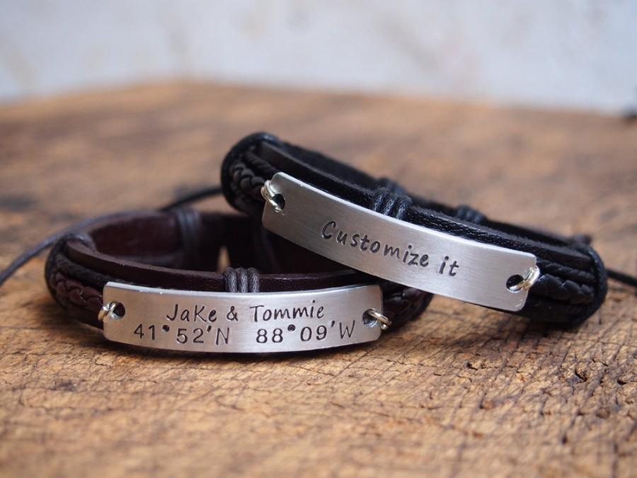زفاف - Mens Coordinates Bracelet, Personalized men's bracelet, Latitude Longitude Bracelet, engraved boyfriend bracelet, father's day gift bracelet