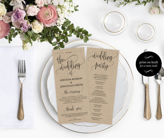 wedding program printable template printable wedding program