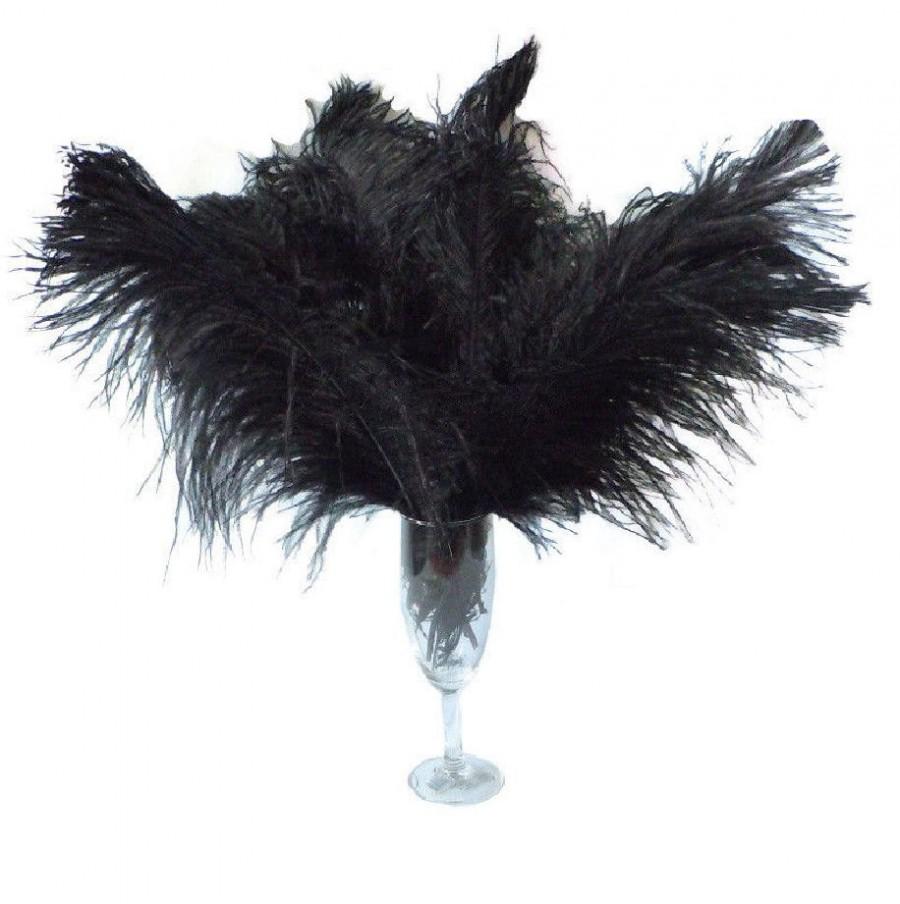 Wedding - 10 Pcs 8-10" 10-12" 12-14" 14-16" 16-18" 20-22" Black Ostrich Feather Plume for Centrepieces and Craft!