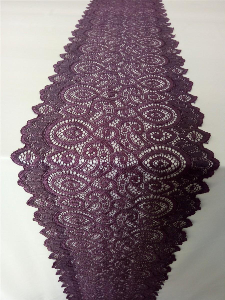 Mariage - Eggplant purple table runner, 7" , wedding table runner ,  table runner,  wedding runners, table runners, lace table runner  R121601