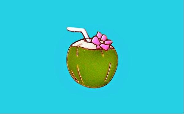 زفاف - Coconut Enamel Pin Coconut Water Brooch Party Evening Cartoon Brooch Cute Fashion Enamel Pin BroochCoconut Enamel Pin