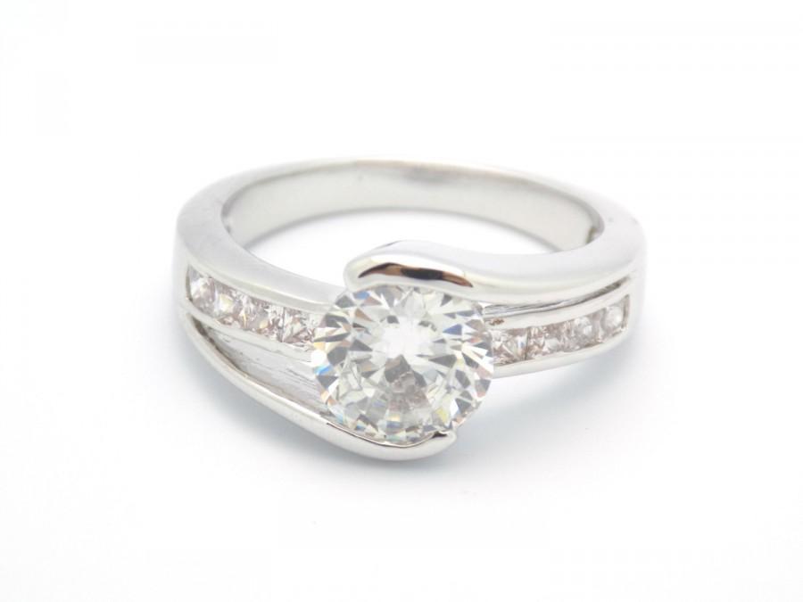 زفاف - round cut engagement ring, cz ring, cz wedding ring, cz engagement ring, solitaire engagement ring, size 5 6 7 8 9 10 - MC1079111AZ