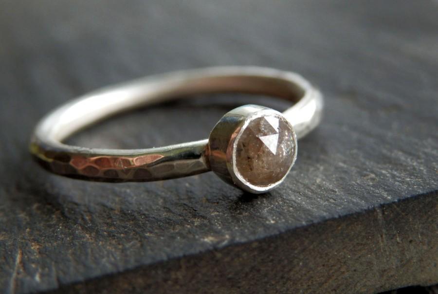 زفاف - Custom rose cut diamond ring / certified conflict free / gray diamond ring / grey diamond ring / rose cut wedding ring / engagement ring