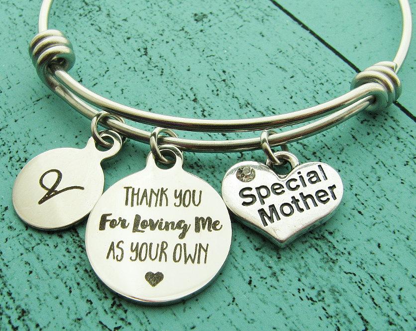 زفاف - stepmom gift, foster mom gift, stepmom of the bride gift thank you for loving me as your own bracelet, special mother gift adoption bracelet