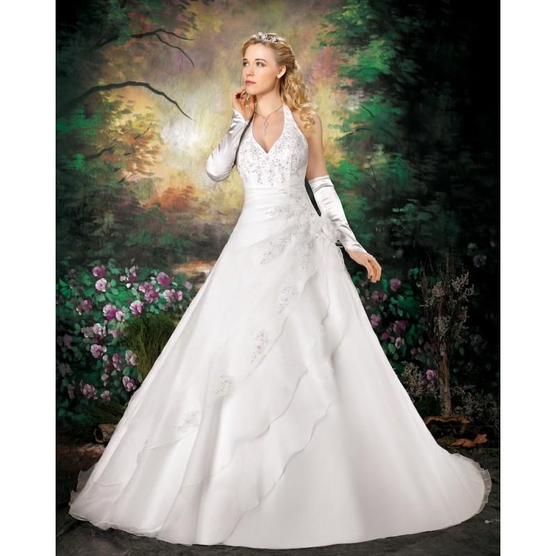 Свадьба - Generous A-line Halter Beading Lace Hand Made Flowers Chapel Train Satin&Organza Wedding Dresses - Dressesular.com