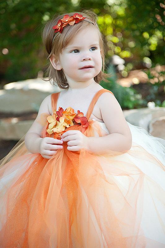 Wedding - Orange Flower Girl Tutu Dress----Flower Girls, Pageants, Portraits----Many Colors