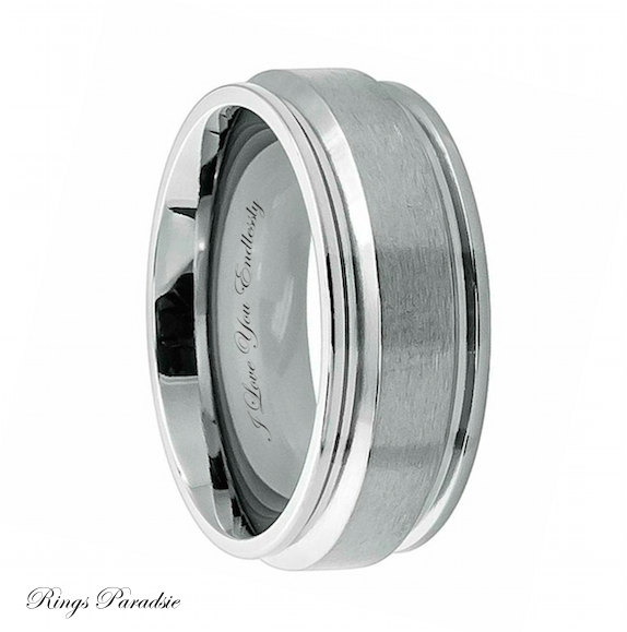 Hochzeit - 8mm Titanium Ring, Men's Titanium Wedding Band, Titanium Wedding Ring, Personalized  Engraved Ring, Anniversary Band, Promise Ring His, Hers