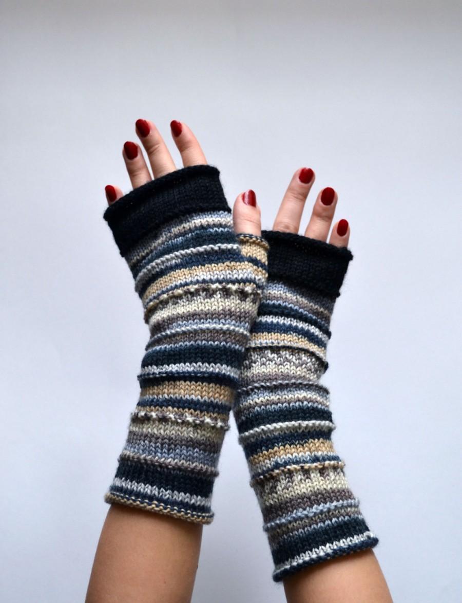 Hochzeit - Earth Tones Fingerless Gloves - Pastel Tones Gloves - Merino Wool Fingerless - Long Knitt Gloves - Fall Fashion - Beige Fingerless nO 57.