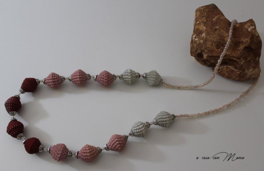 Mariage - Collana lunga con perle di carta, long necklace, pearl paper, perle di cartoncino ondulato, gioielli ecologici, idea regalo, handmade