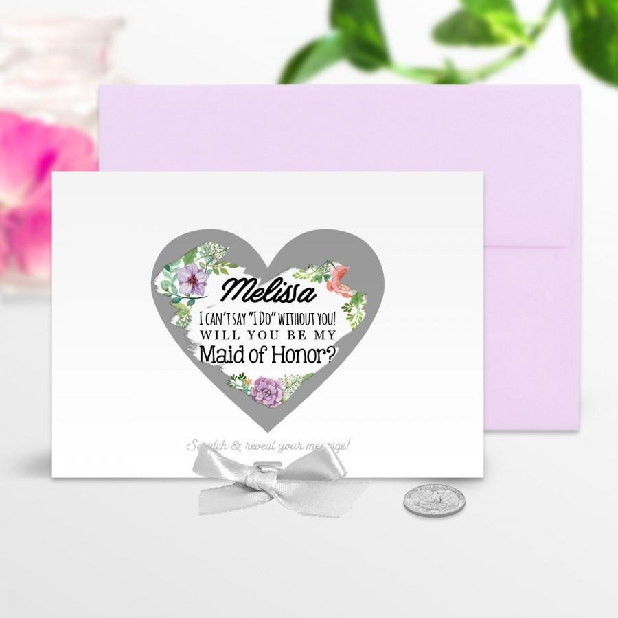 Wedding - Bridesmaid Card / Maid of Honor Card / Flower Girl Card / Matron of Honor Card / Scratch Off Card / Wedding Invite / Bridesmaid / Wedding