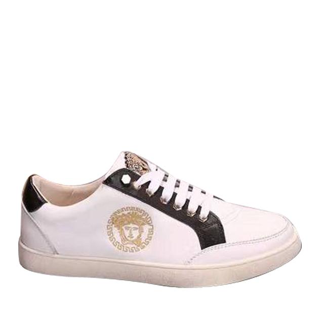 Wedding - Versace Leather Lace Up Low-Top Sneakers